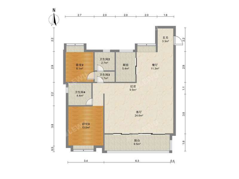 巢湖宋都如意长江户型照片_宋都如意长江 3室2厅115m²毛坯