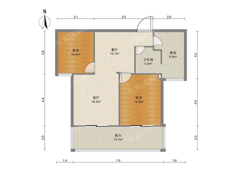 巢湖城市之光A区户型照片_城市之光A区 2室2厅84.93m²整租