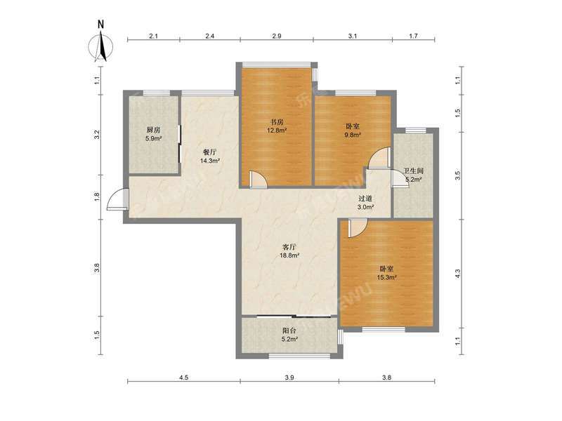 合肥恒盛皇家花园户型照片_恒盛皇家花园 3室2厅104.72m²整租