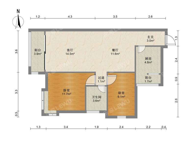 中山东城花园户型照片_东城花园 2室2厅88.6m²整租