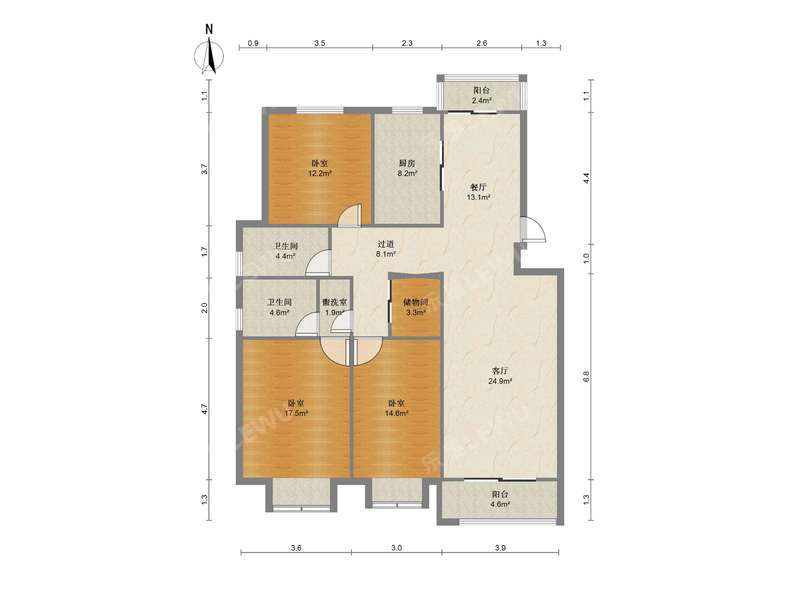 巢湖城市之光A区户型照片_城市之光A区 3室2厅136m²普通装修
